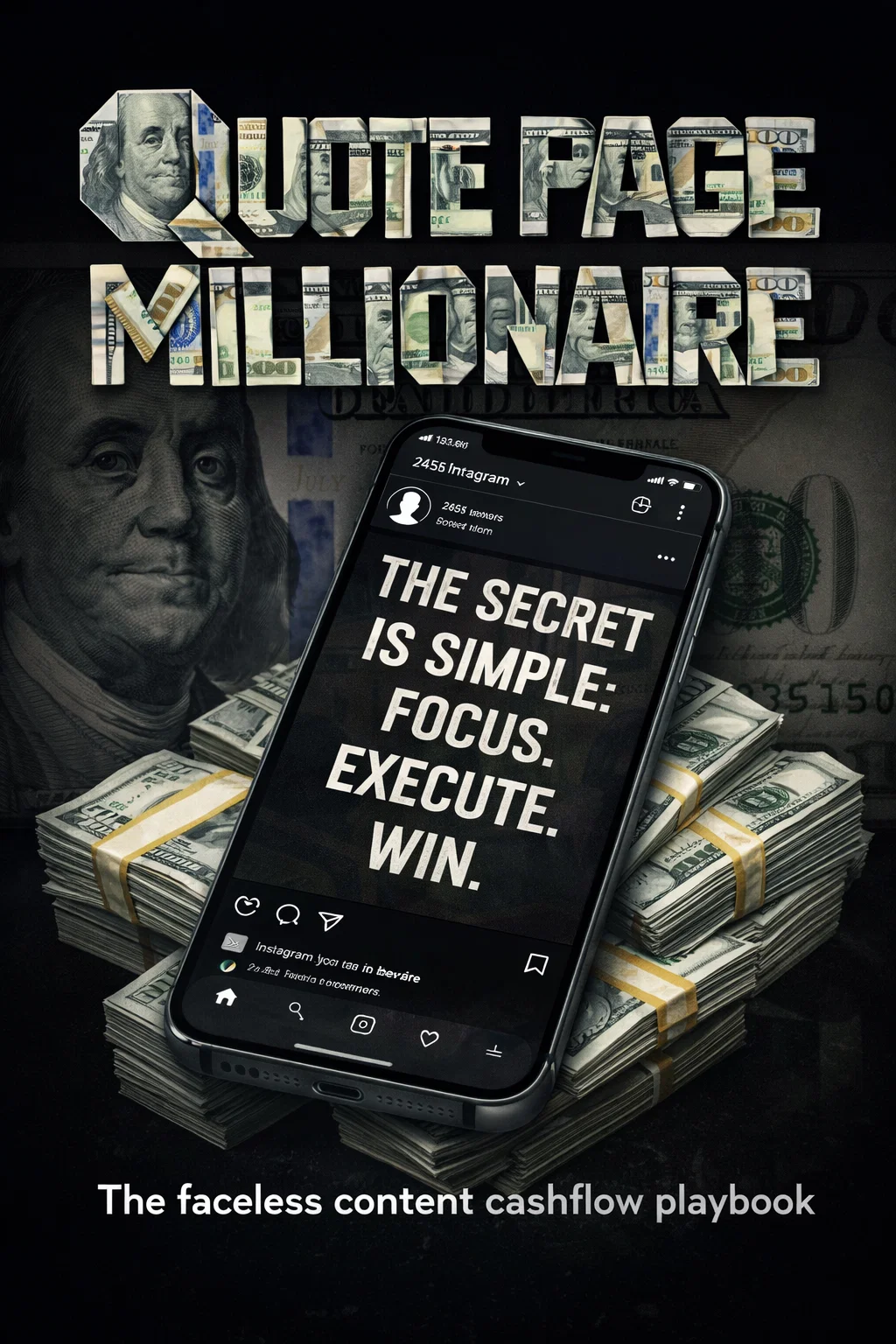 Quote Page Millionaire — The Faceless Content Cashflow Playbook ebook cover
